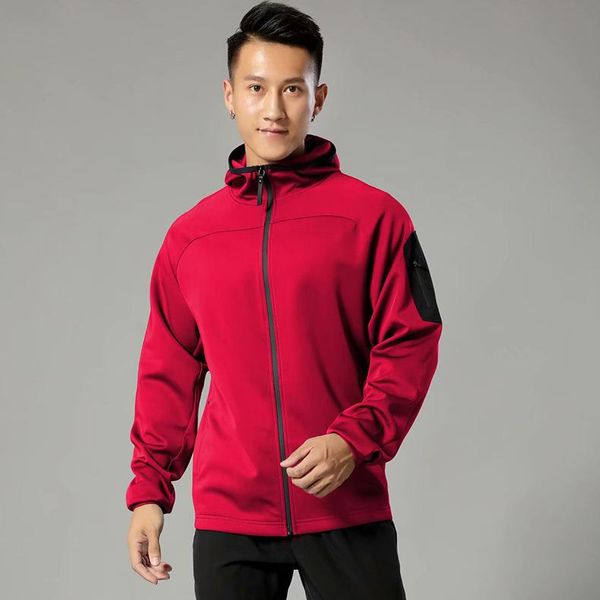 spring and autumn hooded sports jacket men's workout wear training long sleeve competition running jackets, Black;red
spring and autumn hooded sports jacket men's workout wear training long sleeve competition running jackets, Black;red