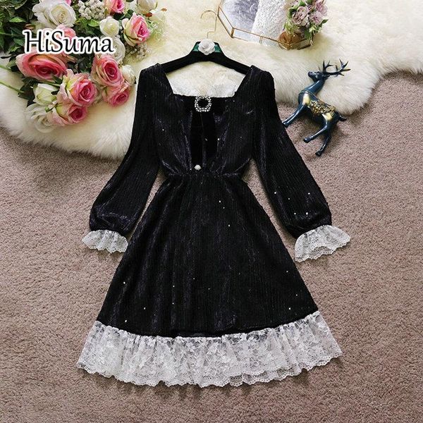 winter sequins velvet with lace dress women bow square collar ruffles waist a-line female elegant bling dresses casual, Black;gray
winter sequins velvet with lace dress women bow square collar ruffles waist a-line female elegant bling dresses casual, Black;gray