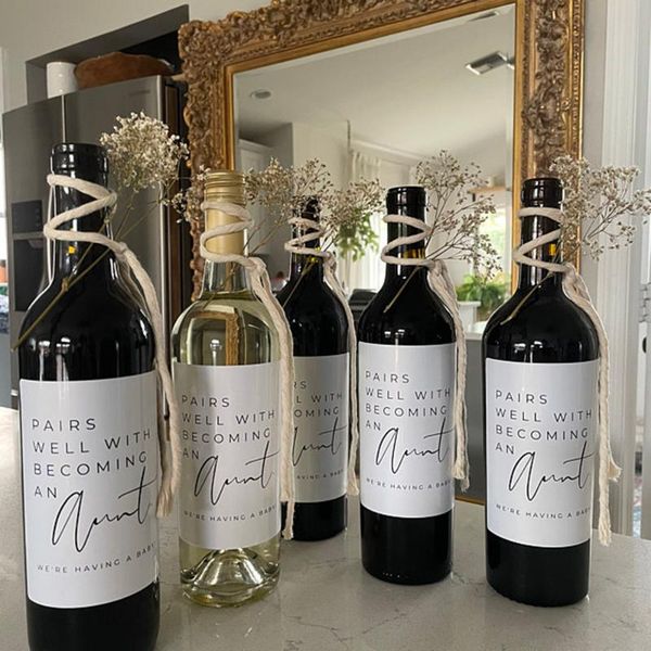 greeting cards pregnancy announcement wine labels aunt gift uncle pairs well with planning a wedding engagement label
greeting cards pregnancy announcement wine labels aunt gift uncle pairs well with planning a wedding engagement label