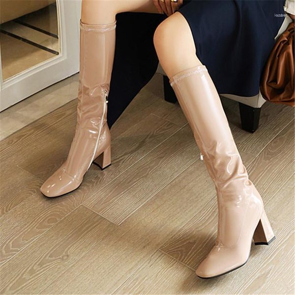 boots white women knee high thick heel zipper shoes square toe winter warm stylish party footwear size 32-4311, Black
boots white women knee high thick heel zipper shoes square toe winter warm stylish party footwear size 32-4311, Black