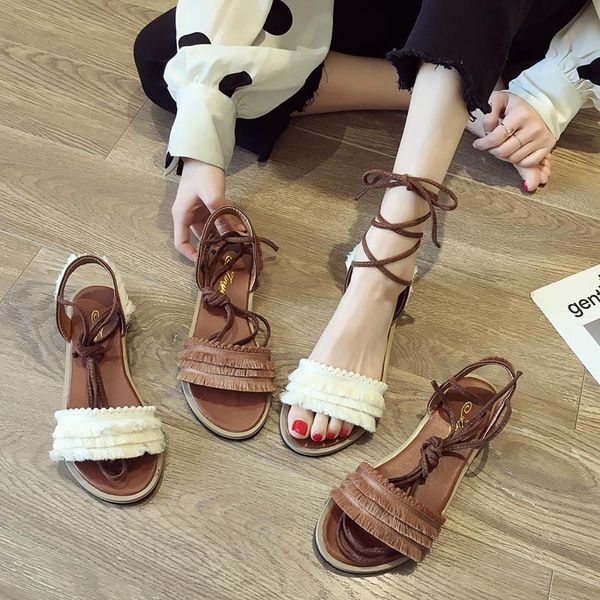 summer personality open toe word with bare straps tassel flat bottom fairy wind roman shoes sandals women, Black
summer personality open toe word with bare straps tassel flat bottom fairy wind roman shoes sandals women, Black