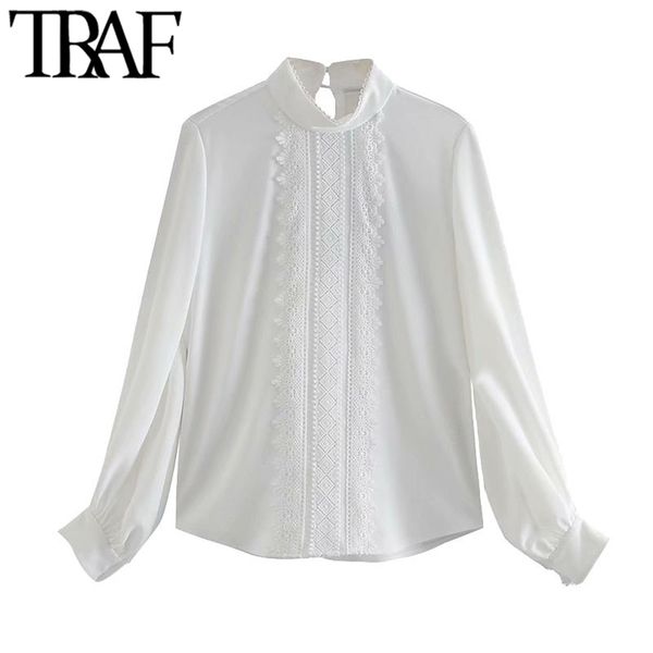 women fashion with lace pleated office wear blouses vintage high neck long sleeve female shirts chic 210507, White
women fashion with lace pleated office wear blouses vintage high neck long sleeve female shirts chic 210507, White