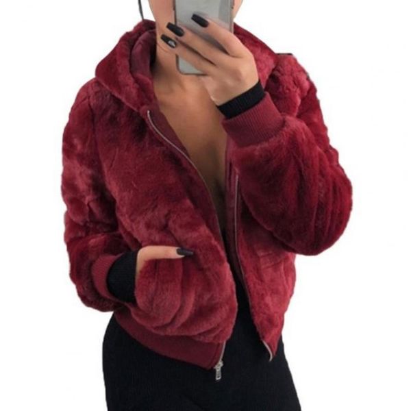 women's fur & faux stylish women plush jacket zipper closure thickened elastic cuff hoodie with pocket outwear, Black
women's fur & faux stylish women plush jacket zipper closure thickened elastic cuff hoodie with pocket outwear, Black