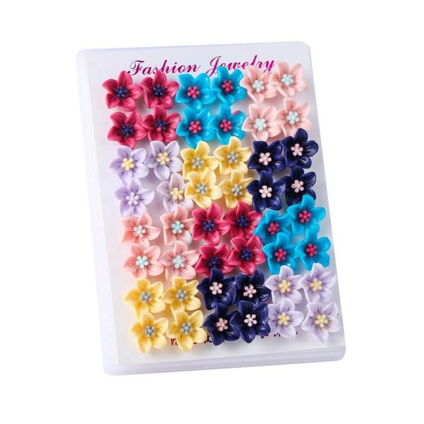 stud 24 pairs/set fashion cute multicolor flower earrings for women girls kids jewelry vintage resin earring set brincos gifts, Golden;silver
stud 24 pairs/set fashion cute multicolor flower earrings for women girls kids jewelry vintage resin earring set brincos gifts, Golden;silver