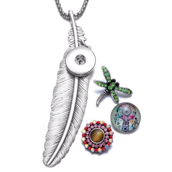 pendant necklaces feather shape snaps necklace 18mm snap button jewelry for with chain link length 80cm/44cm xl0105, Silver
pendant necklaces feather shape snaps necklace 18mm snap button jewelry for with chain link length 80cm/44cm xl0105, Silver