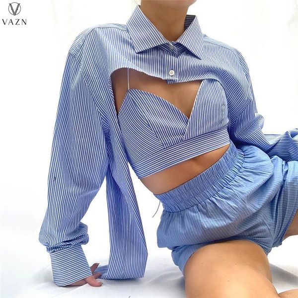 women's tracksuits vazn 2021 special short style striped open blue club full sleeve shirt 1 piece underwears women 2 set, Gray
women's tracksuits vazn 2021 special short style striped open blue club full sleeve shirt 1 piece underwears women 2 set, Gray