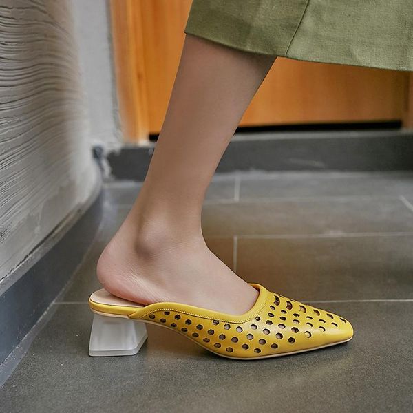 slippers ymechic white yellow woman sandals perforated real leather outdoor women clear chunky heels slides sandal summer 2021, Black
slippers ymechic white yellow woman sandals perforated real leather outdoor women clear chunky heels slides sandal summer 2021, Black