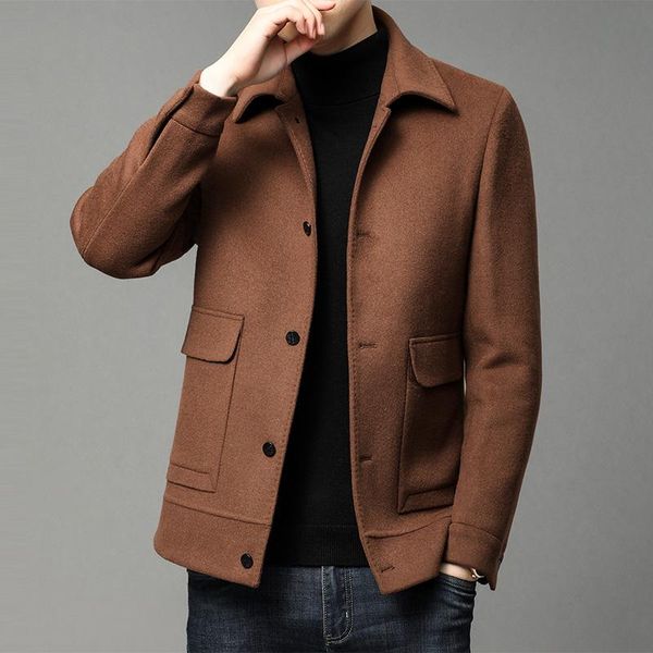 men's wool & blends 2021 autumn winter men turn-down collar loose pockets coat mens outwear thick warm all-match woolen jacket b419, Black
men's wool & blends 2021 autumn winter men turn-down collar loose pockets coat mens outwear thick warm all-match woolen jacket b419, Black