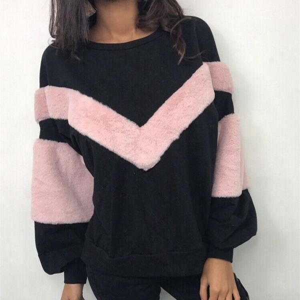 women's hoodies & sweatshirts women plush sweatshirt stitching long sleeve patchwork pullover jumper, Black
women's hoodies & sweatshirts women plush sweatshirt stitching long sleeve patchwork pullover jumper, Black