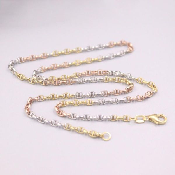 chains pure 18k multi-tone gold chain lucky 2.8mm hollow anchor link necklace 17inch / 3.6g stamped au750 for woman gift, Silver
chains pure 18k multi-tone gold chain lucky 2.8mm hollow anchor link necklace 17inch / 3.6g stamped au750 for woman gift, Silver