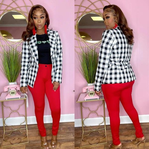 women's suits & blazers coffee autumn long-sleeved plaid printed office suit outwear casual fashion women blazer, White;black
women's suits & blazers coffee autumn long-sleeved plaid printed office suit outwear casual fashion women blazer, White;black