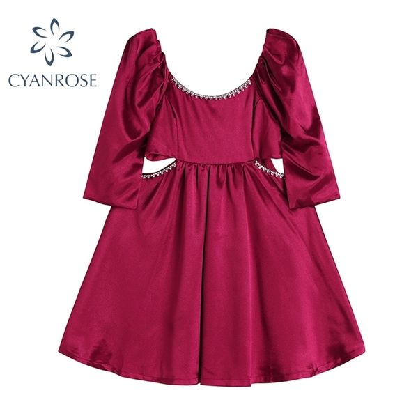 claret waist hollow out women dress french vintage elegant temperament square collar puff sleeve ladies evening 210515, Black;gray
claret waist hollow out women dress french vintage elegant temperament square collar puff sleeve ladies evening 210515, Black;gray