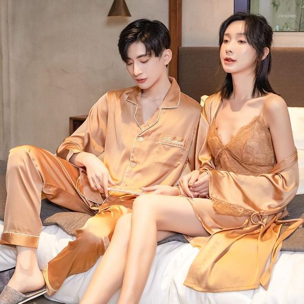 men's sleepwear satin chiffon silk couple nightgown suit long-sleeved ladies dress bathrobe ice two-piece, Black;brown
men's sleepwear satin chiffon silk couple nightgown suit long-sleeved ladies dress bathrobe ice two-piece, Black;brown