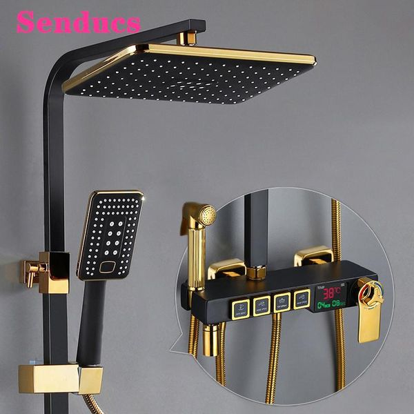 digital shower set for four function gold thermostatic system rainfall head copper bath faucet sets bathroom
digital shower set for four function gold thermostatic system rainfall head copper bath faucet sets bathroom