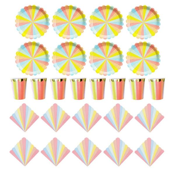 cups, dishes & utensils 1 set colorful striped tableware party dinner ware disposable paper
cups, dishes & utensils 1 set colorful striped tableware party dinner ware disposable paper