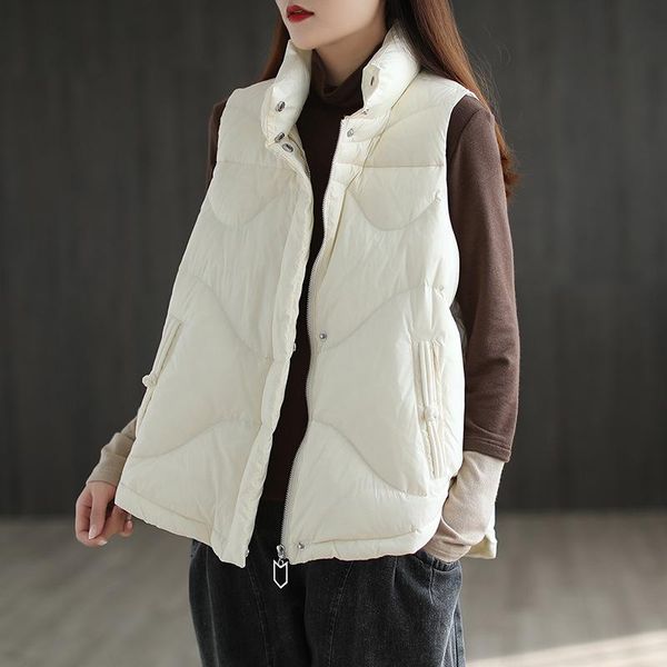 women's vests autumn winter style disc buckle down jacket vest women's lightweight stand-up collar loose fashion warm outer wear, Black;white
women's vests autumn winter style disc buckle down jacket vest women's lightweight stand-up collar loose fashion warm outer wear, Black;white