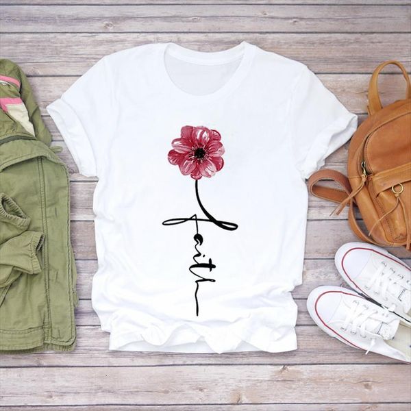 flower letter faith womens short sleeve cute 90s print lady graphic female tee, White
flower letter faith womens short sleeve cute 90s print lady graphic female tee, White