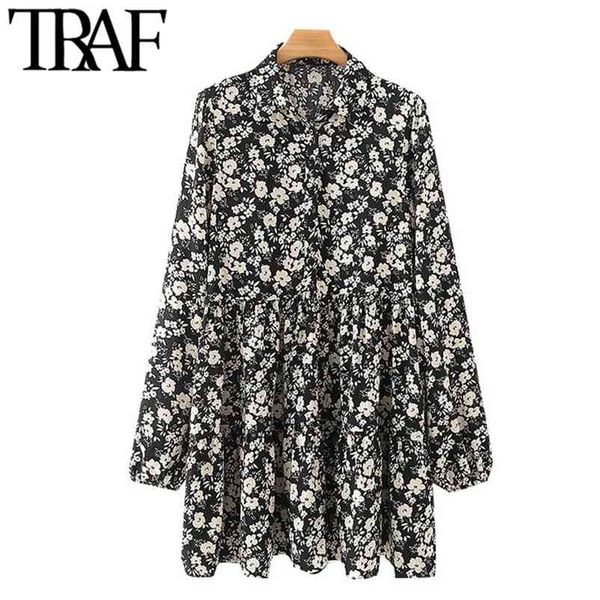women chic fashion floral print ruffled mini dress vintage lapel collar long sleeve female dresses vestidos mujer 210507, Black;gray
women chic fashion floral print ruffled mini dress vintage lapel collar long sleeve female dresses vestidos mujer 210507, Black;gray