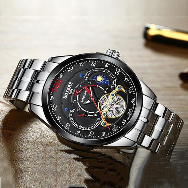 wristwatches boyzhe men sport automatic mechanical watch moon phase 30 bar waterproof wrist for reloj hombre, Slivery;brown
wristwatches boyzhe men sport automatic mechanical watch moon phase 30 bar waterproof wrist for reloj hombre, Slivery;brown