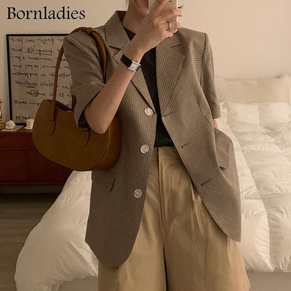 women's suits & blazers bornladies 2021 summer korean jacket female coat office ladies notched collar plaid women blazer single breaste, White;black
women's suits & blazers bornladies 2021 summer korean jacket female coat office ladies notched collar plaid women blazer single breaste, White;black