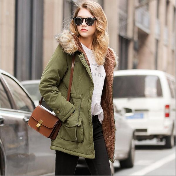 winter coat cotton-padded fleece lined hooded long parka faux fur caps military draw string long coat & outerwear 14 colors 210518, Black
winter coat cotton-padded fleece lined hooded long parka faux fur caps military draw string long coat & outerwear 14 colors 210518, Black