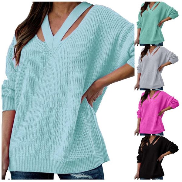women's sweaters womens long sleeve cold shoulder halter neck backless loose sweater elegant knitted pullovers female soft chic, White;black
women's sweaters womens long sleeve cold shoulder halter neck backless loose sweater elegant knitted pullovers female soft chic, White;black