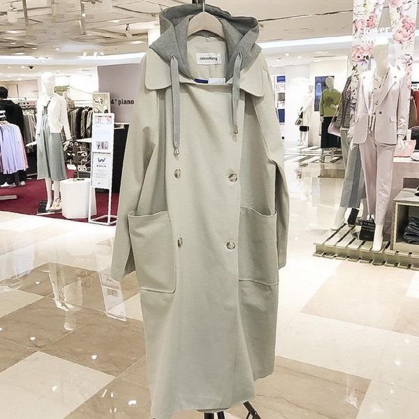 women's trench coats sondr coat women midi long double breasted hooded maxi loose overcoat ropa mujer straight patch casual moda femal, Tan;black
women's trench coats sondr coat women midi long double breasted hooded maxi loose overcoat ropa mujer straight patch casual moda femal, Tan;black