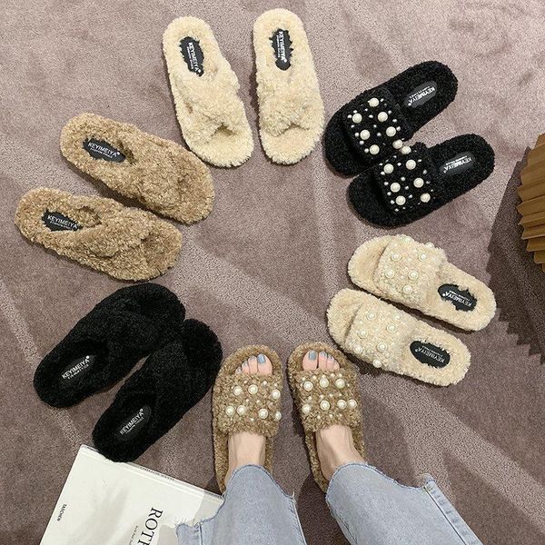 warm winter slippers women shoes woman fashion cross shape slip on female fur slides pearl plus size, Black
warm winter slippers women shoes woman fashion cross shape slip on female fur slides pearl plus size, Black