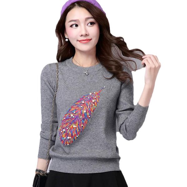 women's sweaters women autumn fashion embroidery beading pullover sweater ladies knitted brife female winter knitwear outfit, White;black
women's sweaters women autumn fashion embroidery beading pullover sweater ladies knitted brife female winter knitwear outfit, White;black