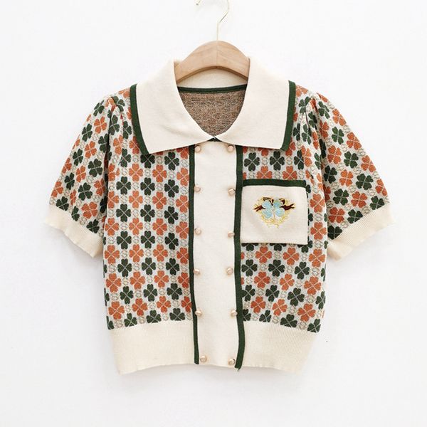 sweater knit 2021 summer double breasted lapel embroidered pocket gold thread four leaf pattern short sleeve women's wear, White;black
sweater knit 2021 summer double breasted lapel embroidered pocket gold thread four leaf pattern short sleeve women's wear, White;black