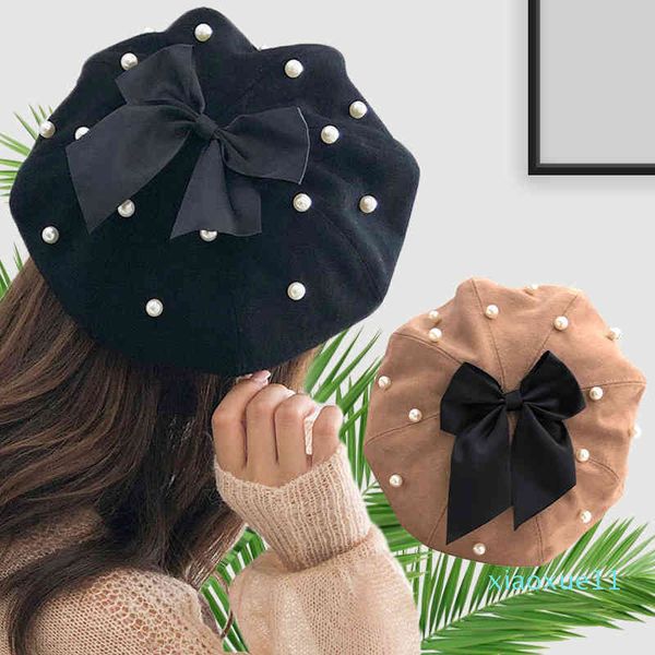 luxury- pearl bow berets women winter wool cap vintage cashmere female warm adjustable hats girls flat caps lady fashion accessories, Blue;gray
luxury- pearl bow berets women winter wool cap vintage cashmere female warm adjustable hats girls flat caps lady fashion accessories, Blue;gray