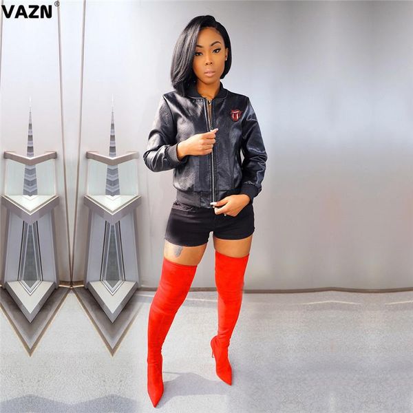 women's jackets vazn chic arrival 2021 spring lady black cartoon leather coats full sleeve zipper pocket young girl special, Black;brown
women's jackets vazn chic arrival 2021 spring lady black cartoon leather coats full sleeve zipper pocket young girl special, Black;brown