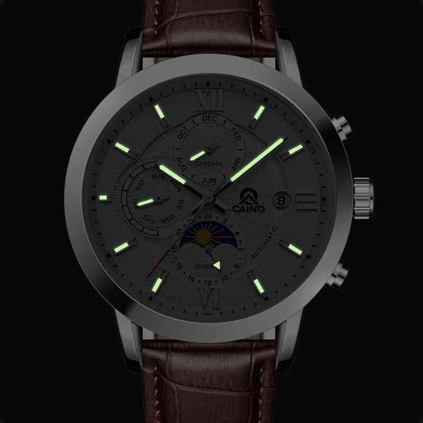 gentleman fashion new automatic 2021 mechanical clock multifunctional moon phase date month men business s watertight, Slivery;brown
gentleman fashion new automatic 2021 mechanical clock multifunctional moon phase date month men business s watertight, Slivery;brown