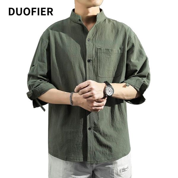 men's casual shirts blouse cotton linen shirt loose three quarter sleeve tee spring summer stand collar male clothes 5xl, White;black
men's casual shirts blouse cotton linen shirt loose three quarter sleeve tee spring summer stand collar male clothes 5xl, White;black