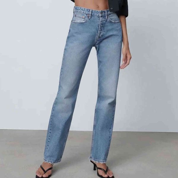 za women light blue boyfriend straight leg jeans washed full length mid waist mom denim pants pocket versatile trousers 211129
za women light blue boyfriend straight leg jeans washed full length mid waist mom denim pants pocket versatile trousers 211129