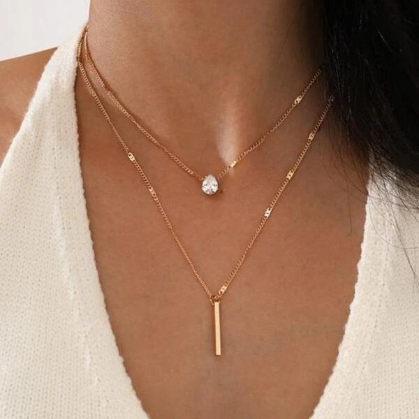 pendant necklaces necklace women water drop designer jewelry aesthetic vintage korean fashion retro double layered items, Silver
pendant necklaces necklace women water drop designer jewelry aesthetic vintage korean fashion retro double layered items, Silver