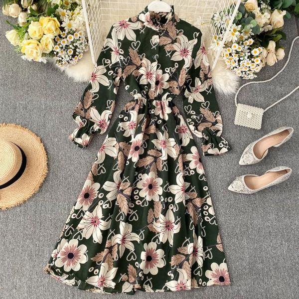 casual dresses 2021 autumn and winter women dress elastic waist stand collar print floral fashion female party vestidos b76, Black;gray
casual dresses 2021 autumn and winter women dress elastic waist stand collar print floral fashion female party vestidos b76, Black;gray