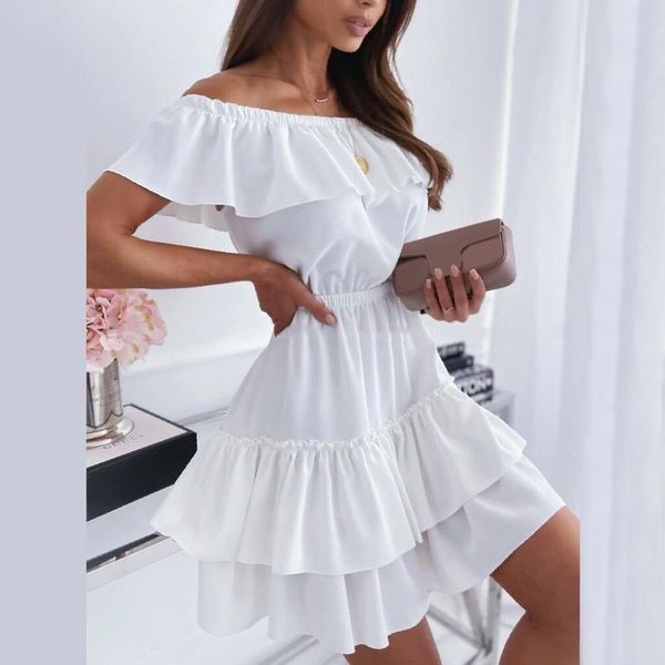 casual dresses elegant off shoulder ruffles mini dress women summer slash neck solid color pleated female beach sundress vestidos, Black;gray
casual dresses elegant off shoulder ruffles mini dress women summer slash neck solid color pleated female beach sundress vestidos, Black;gray
