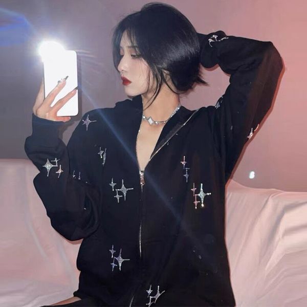 men's hoodies & sweatshirts -autumn strass cardigan star with hoodie warm jacket girl jackets for women korean coats rv64, Black
men's hoodies & sweatshirts -autumn strass cardigan star with hoodie warm jacket girl jackets for women korean coats rv64, Black
