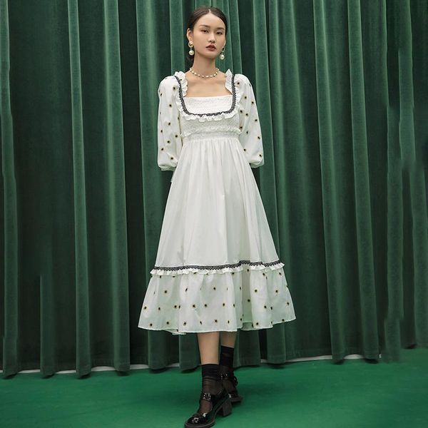 casual dresses floral embroidery summer party dress women square collar ruffles lantern sleeve white long midi elegant c545, Black;gray
casual dresses floral embroidery summer party dress women square collar ruffles lantern sleeve white long midi elegant c545, Black;gray