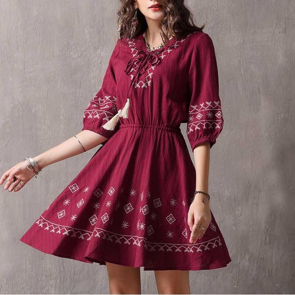 vintage red elegant bandage embroidery mini dresses for women sweet lantern sleeve office lady vestidos female 210525, Black;gray
vintage red elegant bandage embroidery mini dresses for women sweet lantern sleeve office lady vestidos female 210525, Black;gray