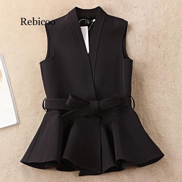 women's vests s-2xl suit vest fashion women short style sashes slim black waistcoats female elegant ruffle office sleeveless coat, Black;white
women's vests s-2xl suit vest fashion women short style sashes slim black waistcoats female elegant ruffle office sleeveless coat, Black;white