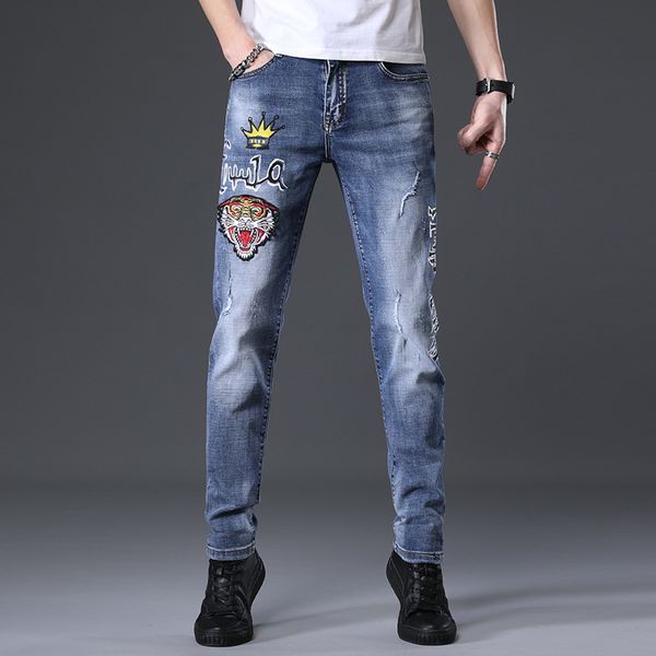 stretch jeans mens fashion holes casual pants street printing korean slim, Blue
stretch jeans mens fashion holes casual pants street printing korean slim, Blue
