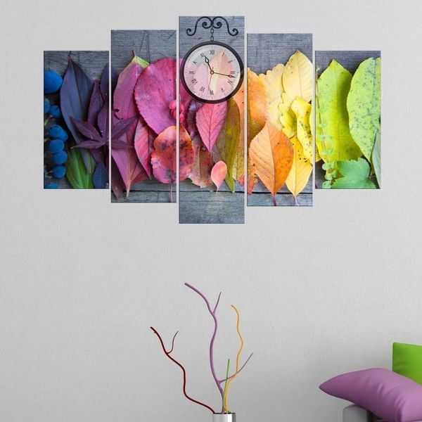 colored leaves 5 pieces mdf clock table wall clocks 
colored leaves 5 pieces mdf clock table wall clocks