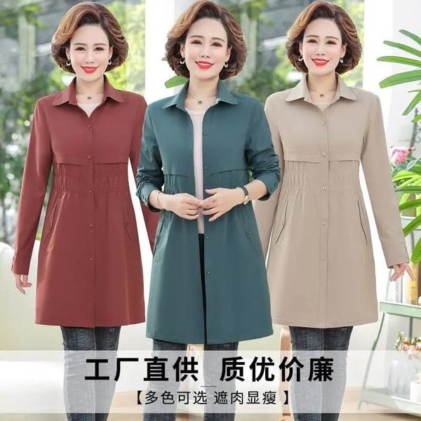 women's trench coats female middle-aged jacket 2021 women spring coat windbreaker mid-length western-style noble elderly shirt commut, Tan;black
women's trench coats female middle-aged jacket 2021 women spring coat windbreaker mid-length western-style noble elderly shirt commut, Tan;black