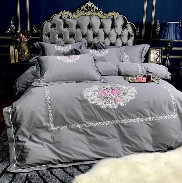 grey purple color luxury princess bedding set king bed embroidery 2021 cotton bedsheets linen duvet cover sets
grey purple color luxury princess bedding set king bed embroidery 2021 cotton bedsheets linen duvet cover sets