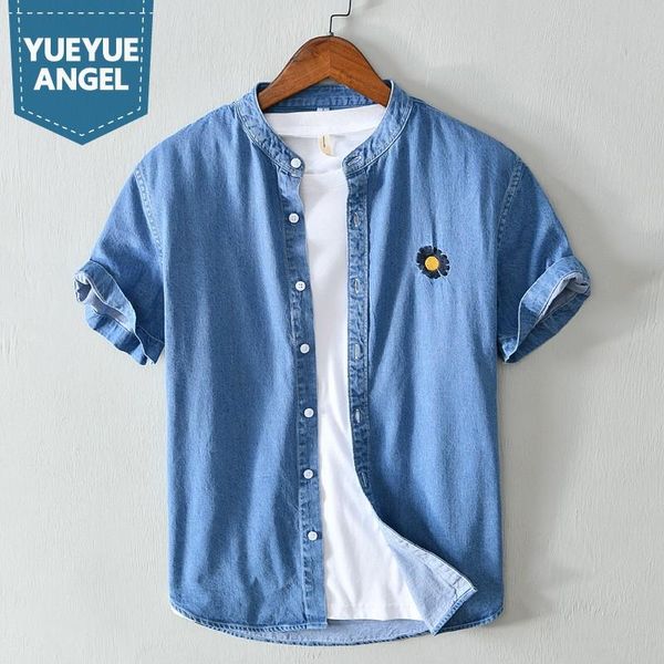 men's casual shirts summer mens short sleeve denim shirt slim fit single breasted preppy style streetwear cowboy chemise homme, White;black
men's casual shirts summer mens short sleeve denim shirt slim fit single breasted preppy style streetwear cowboy chemise homme, White;black