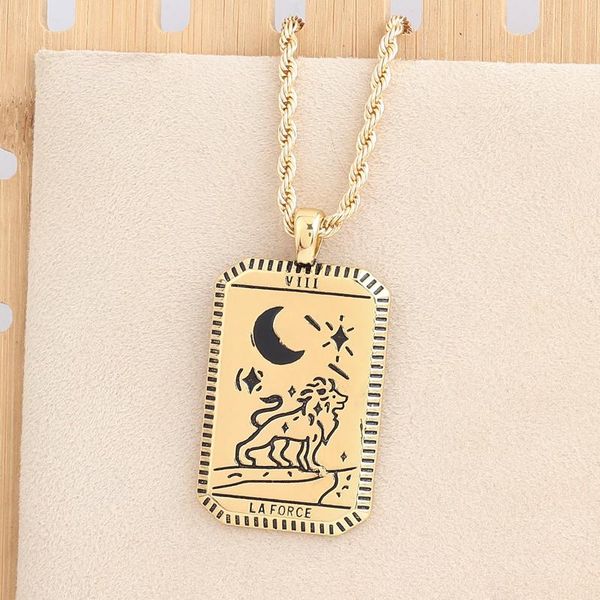 pendant necklaces 2021 retro tarot brand moon lion choker necklace for women gold plated square jewelry lady party accessories, Silver
pendant necklaces 2021 retro tarot brand moon lion choker necklace for women gold plated square jewelry lady party accessories, Silver
