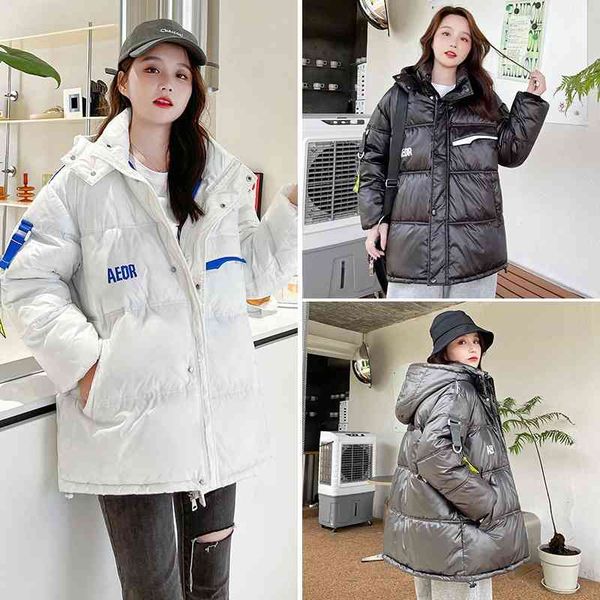 down cotton jacket women's 2021 winter short loose thickened casual bread hooded bright face warm, Black
down cotton jacket women's 2021 winter short loose thickened casual bread hooded bright face warm, Black