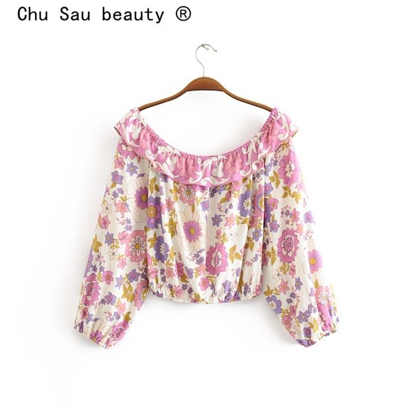 chu sau beauty boho floral print short shirts women casual chic ruffles off shoulder crop female summer holiday wear 210508, White
chu sau beauty boho floral print short shirts women casual chic ruffles off shoulder crop female summer holiday wear 210508, White